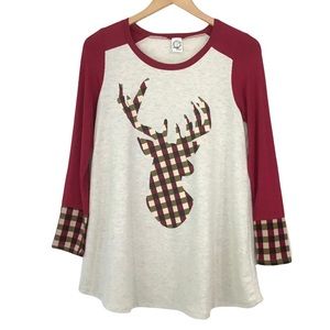 Deer Print Top Size S Long Sleeves Long Length Loose Fit NEW by Sun & Moon